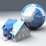 Real estate arround the World. 3D rendered Illustration.